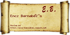 Encz Barnabás névjegykártya